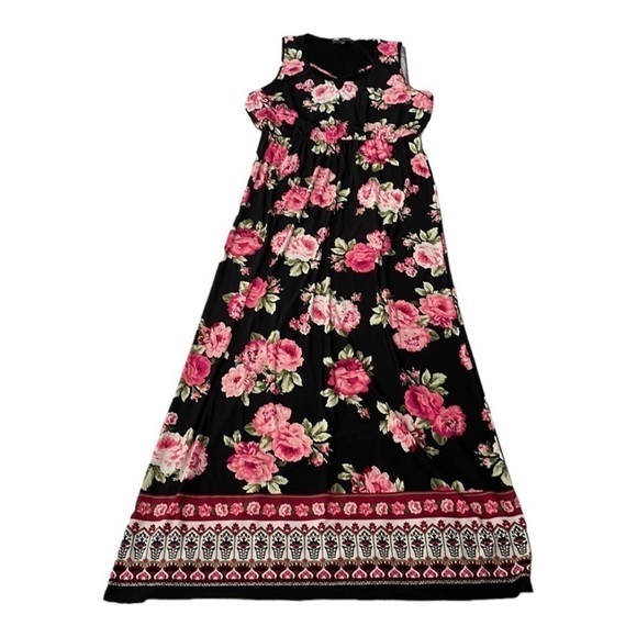 ♥️THREE Pink Hearts♥️Sleeveless Floral maxi dress Size (XXL) - Picture 8 of 11